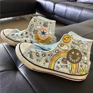 Converse Blue High-Top Sneakers with Whimsical Design